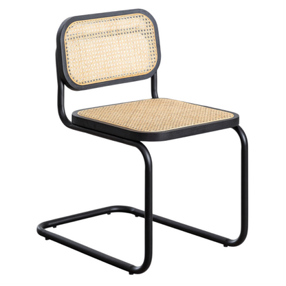 Silla Breuer Negra Madera y Ratán