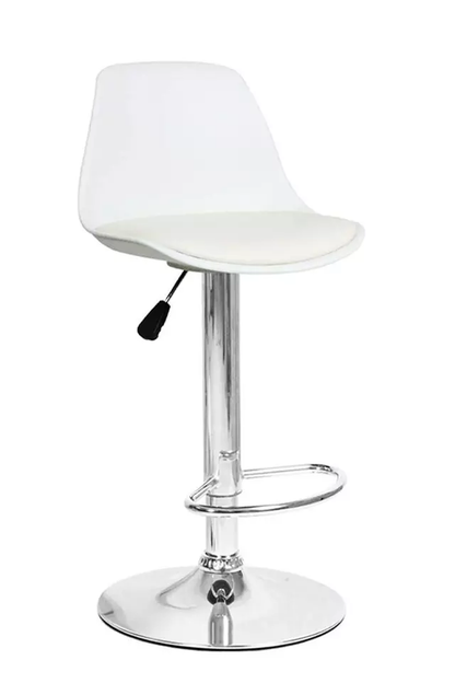 Pack 2 Taburetes Eames con Altura Regulable Base Cromada para Cocina o Bar Blanco