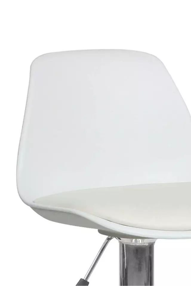 Taburete Eames con Altura Regulable Base Cromada para Cocina o Bar Blanco
