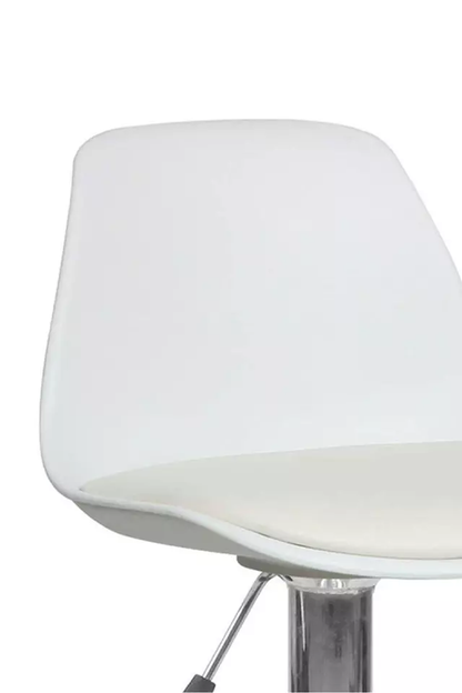 Taburete Eames con Altura Regulable Base Cromada para Cocina o Bar Blanco