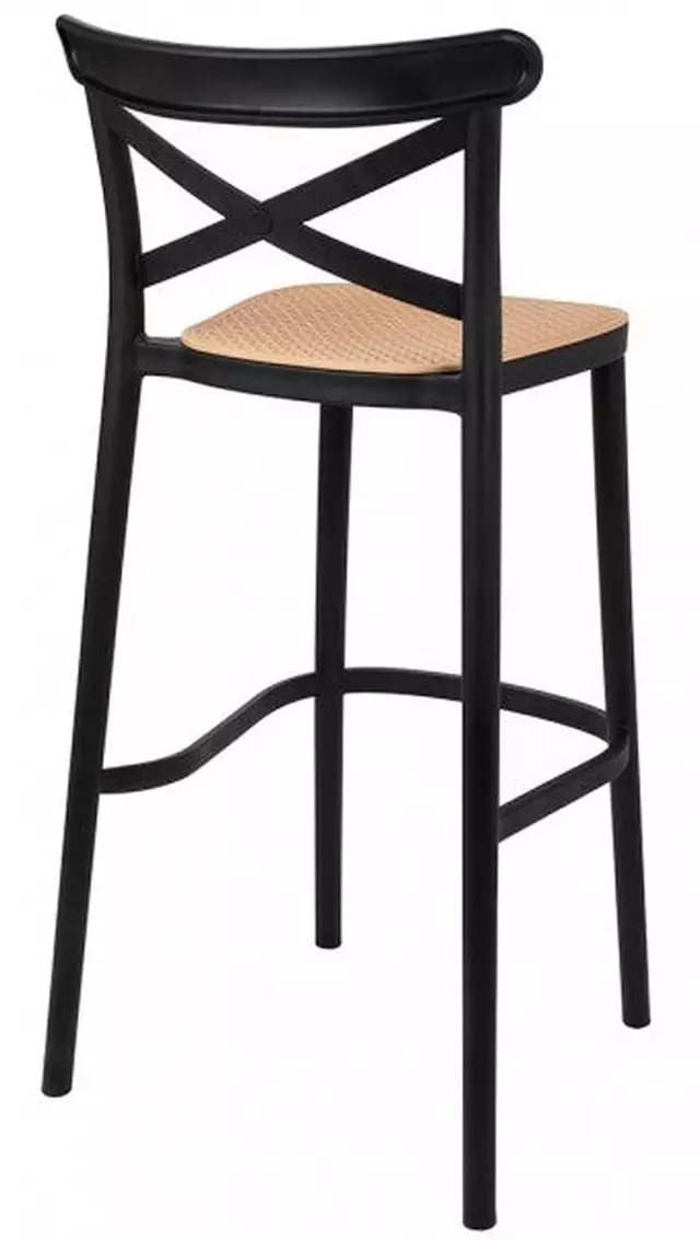 Taburete Crossback Danubio Piso de Bar o Terraza 66cm Negro