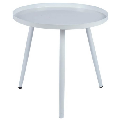 Mesa Lateral Auxiliar Centro Metalica Redonda 42x42x45cm Blanca