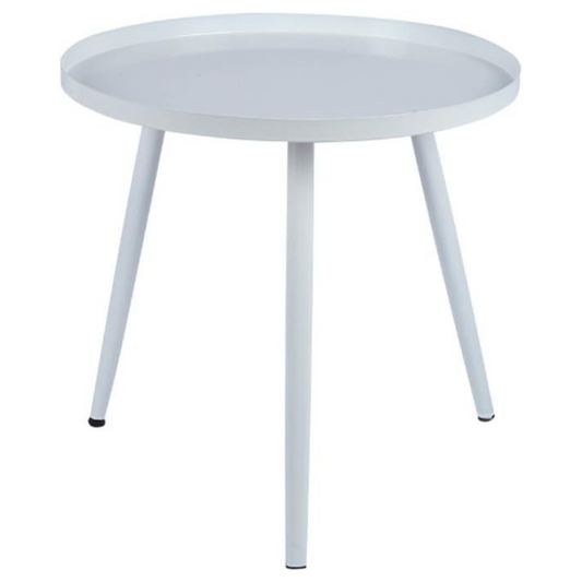 Mesa Lateral Auxiliar Centro Metalica Redonda 42x42x45cm Blanca