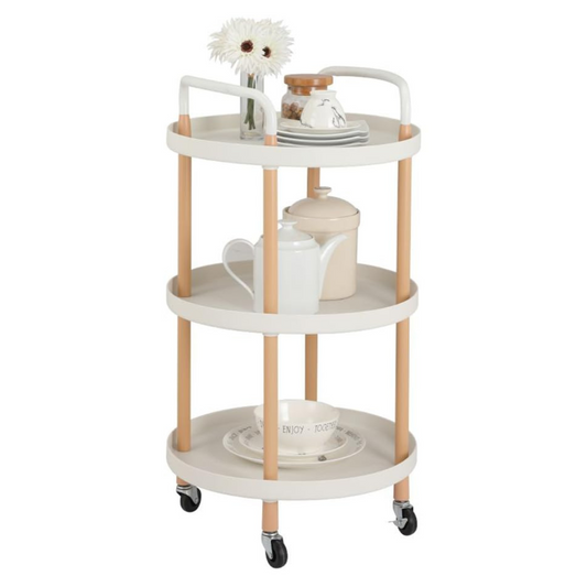 Carro Organizador De Cocina Con 3 Niveles Y Ruedas Blanco