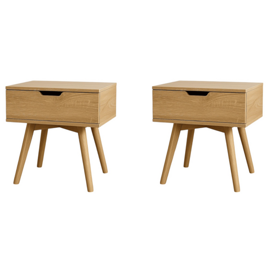 Pack 2 Veladores Mesa De Noche 1 Cajon Moderno 50*40*45cm