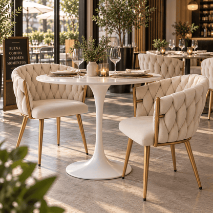 Butaca Sitial Queen Fijo de Terciopelo Beige