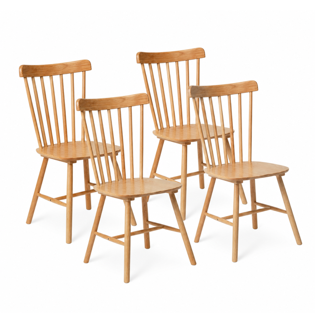 Pack 4 Sillas Windsor Madera Natural para Comedor