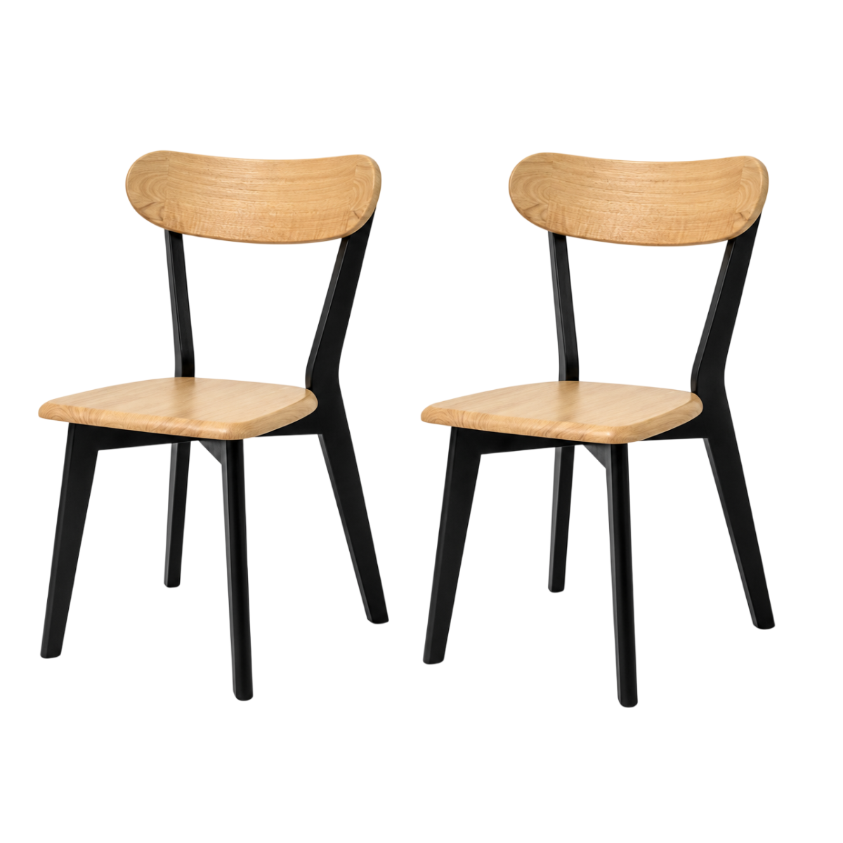 Pack 2 Sillas Fresno para Comedor de Madera Natural/Negro