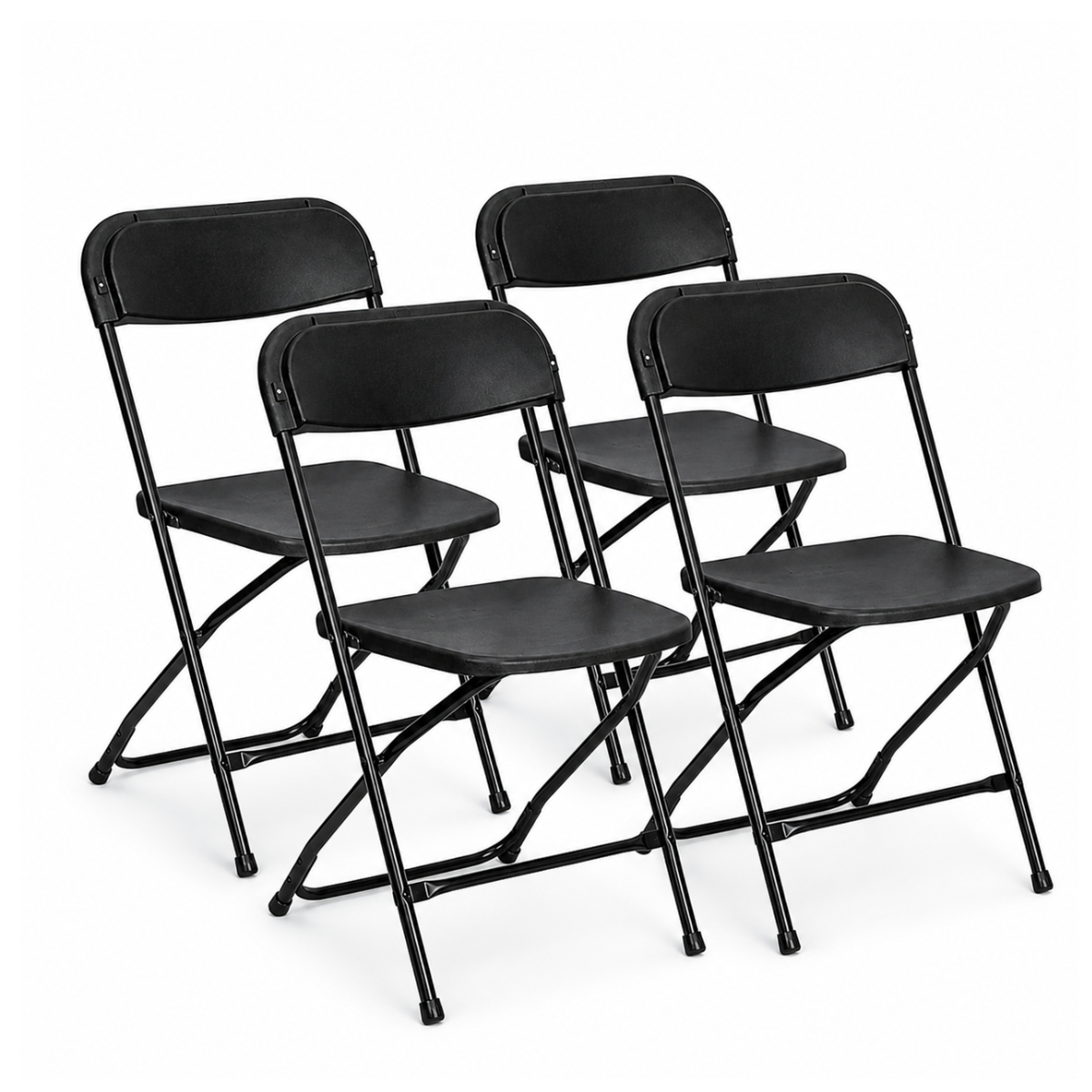 Pack 4 Sillas Plegable Negra de Polipropileno y Metal - Negras