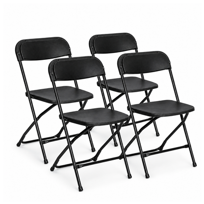 Pack 4 Sillas Plegable Negra de Polipropileno y Metal - Negras