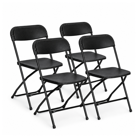Pack 4 Sillas Plegable Negra de Polipropileno y Metal - Negras