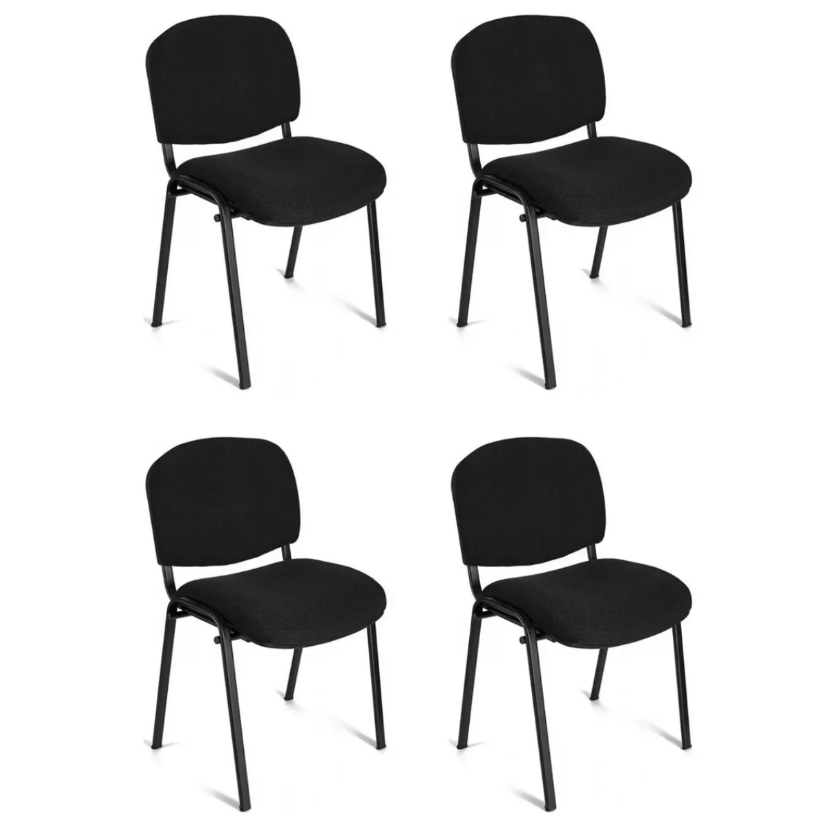 Pack 4 Sillas Meeting ISO Lino Negra para Oficina y Sala de Reuniones