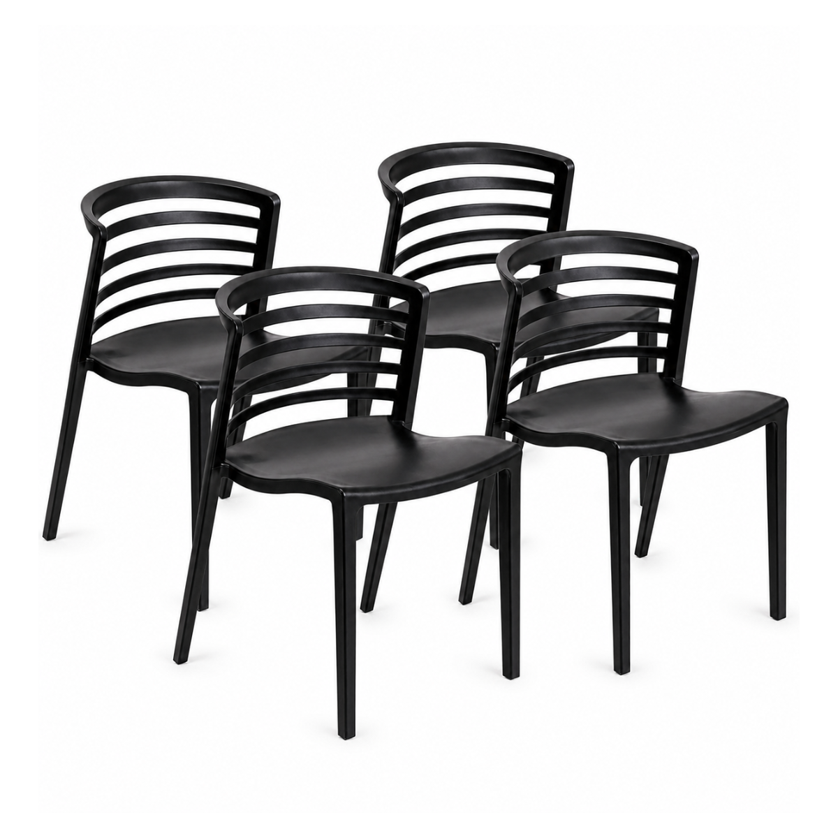 Pacl 4 Sillas Roma para Comedor o Terraza Negras