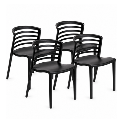 Pacl 4 Sillas Roma para Comedor o Terraza Negras