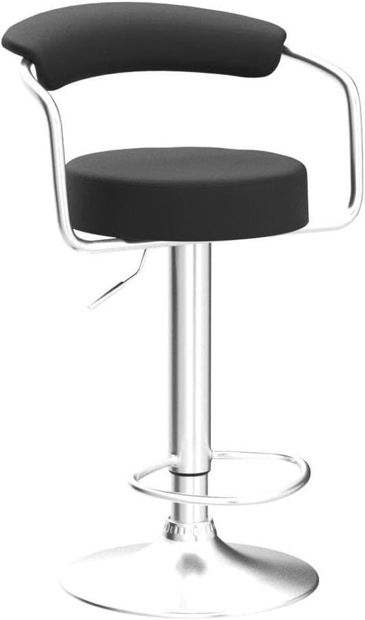Taburete Piso Bar Altura Regulable Con Respaldo Negro