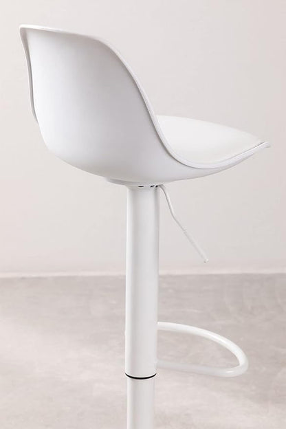 Taburete Eames con Altura Regulable Base Blanca para Cocina o Bar Blanco