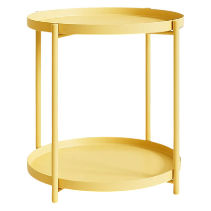 Mesa Lateral Auxiliar 2 Niveles Metalica 42x42x52cm Beige