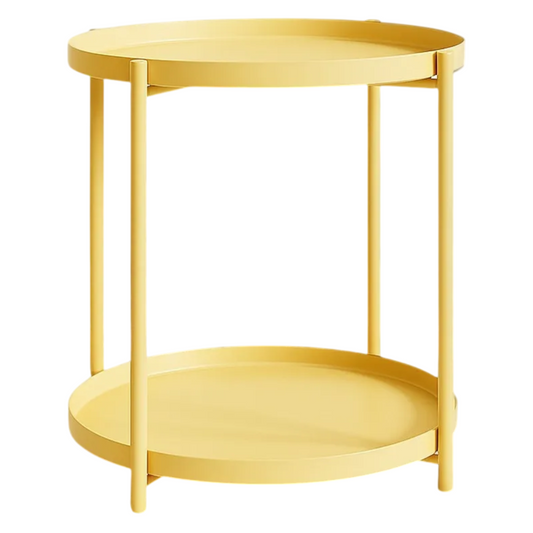 Mesa Lateral Auxiliar 2 Niveles Metalica 42x42x52cm Beige