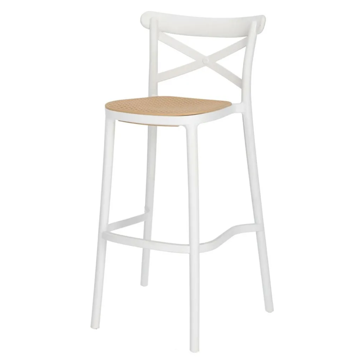Taburete Crossback Danubio Piso de Bar o Terraza 66cm Blanco