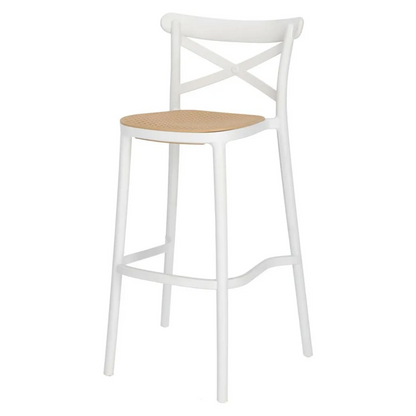 Taburete Crossback Danubio Piso de Bar o Terraza 66cm Blanco