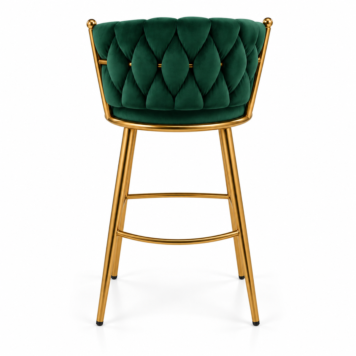 Pack 2 Taburetes Queen Fijo 66cm Verde base Dorada