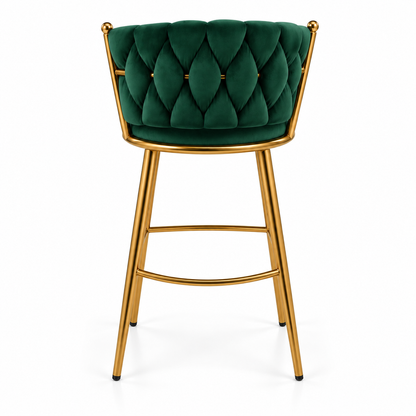 Pack 2 Taburetes Queen Fijo 66cm Verde base Dorada