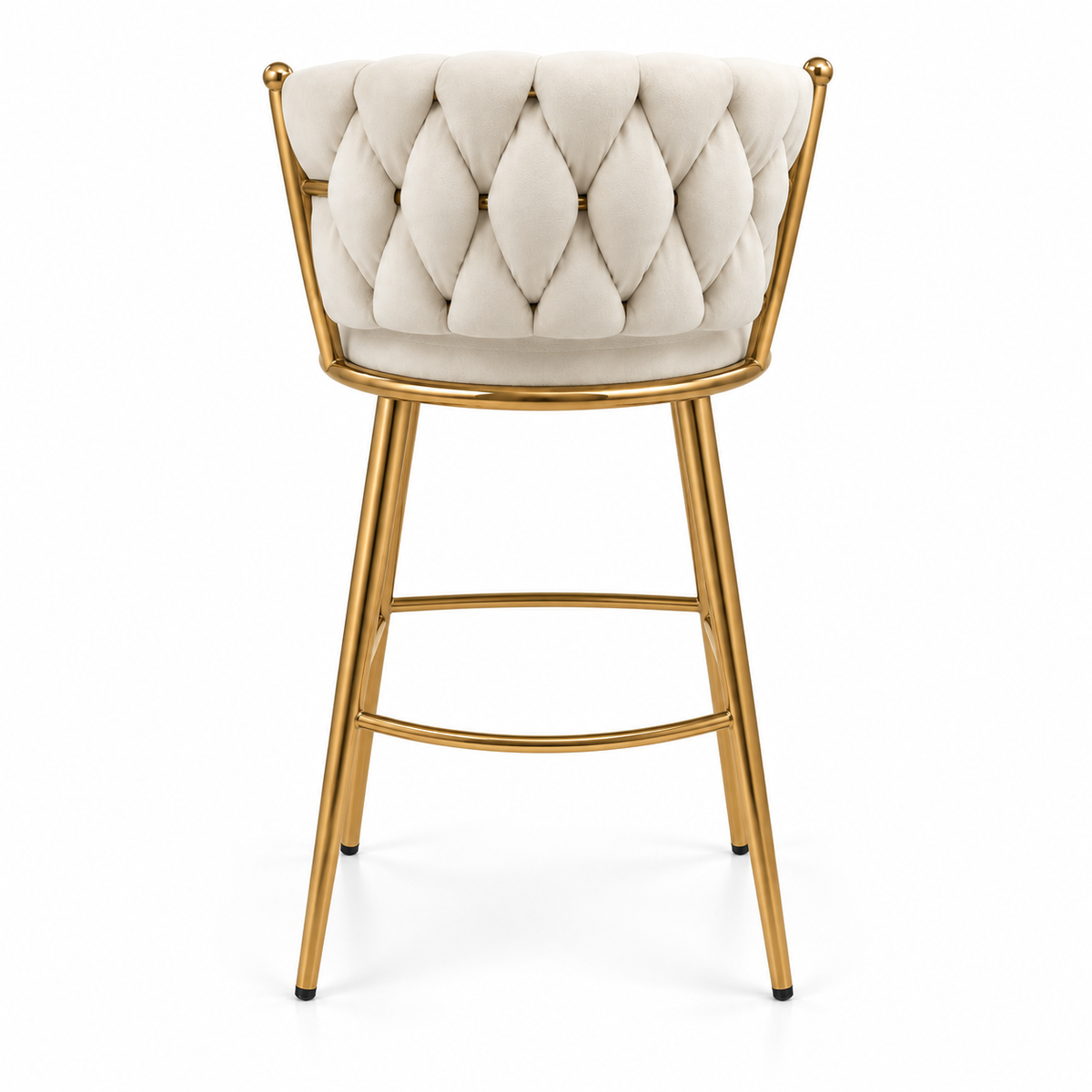 Pack 2 Taburetes Queen Fijo 66cm Beige base Dorada