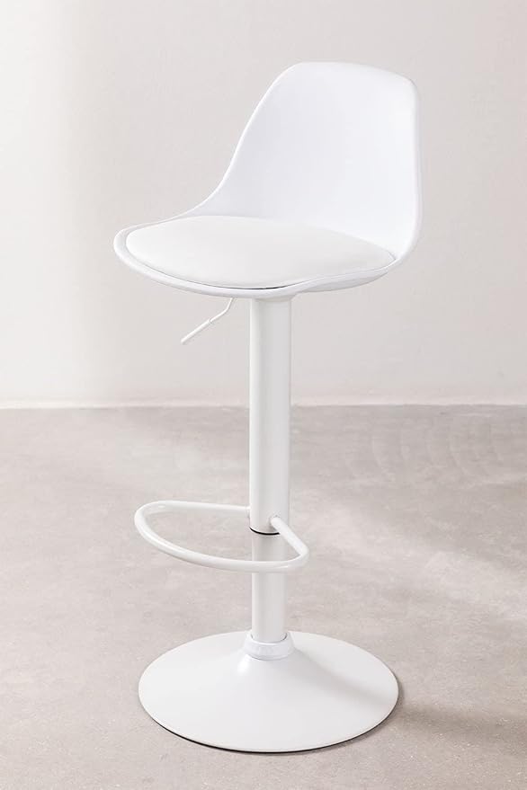 Taburete Eames con Altura Regulable Base Blanca para Cocina o Bar Blanco