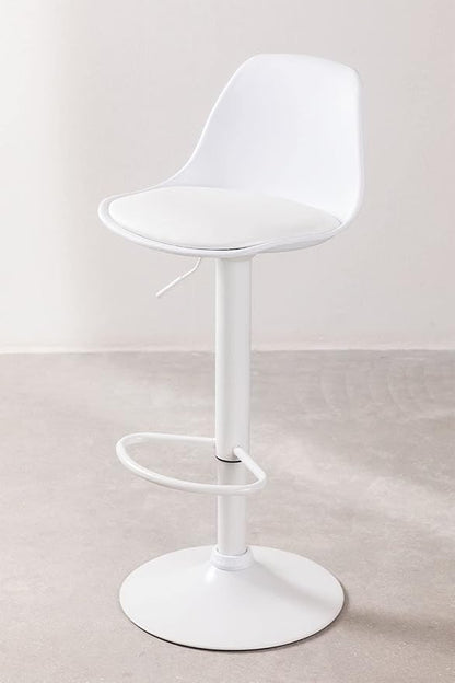Taburete Eames con Altura Regulable Base Blanca para Cocina o Bar Blanco
