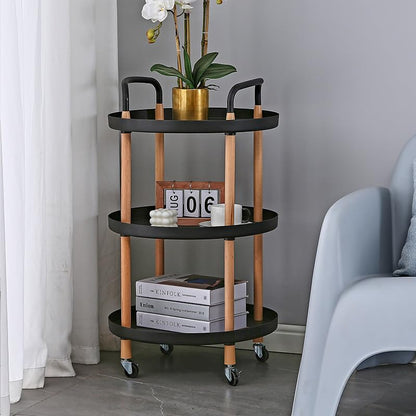 Carro Organizador De Cocina Con 3 Niveles Y Ruedas Negro
