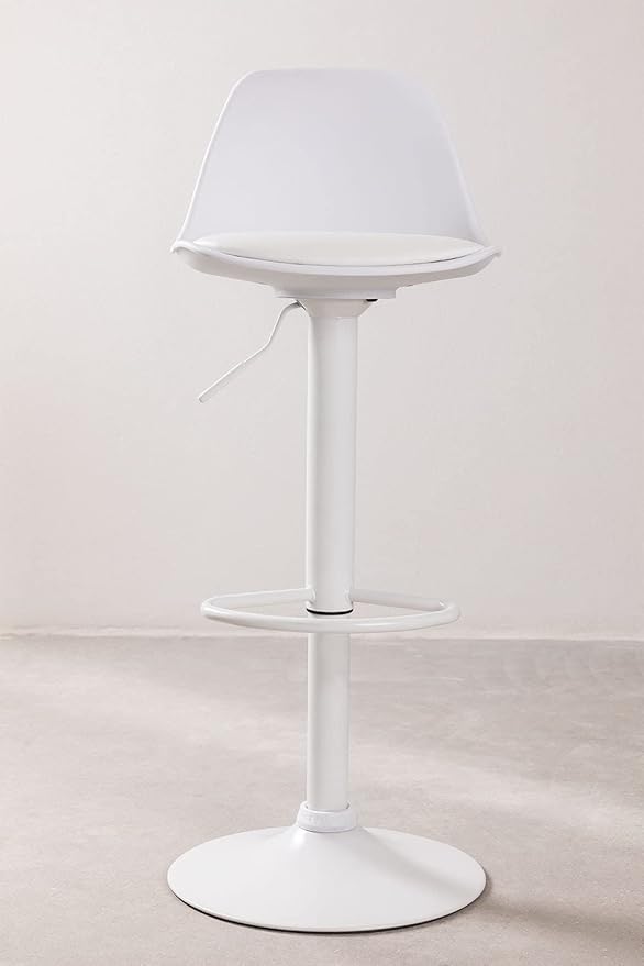 Taburete Eames con Altura Regulable Base Blanca para Cocina o Bar Blanco