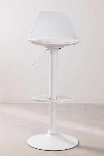 Taburete Eames con Altura Regulable Base Blanca para Cocina o Bar Blanco