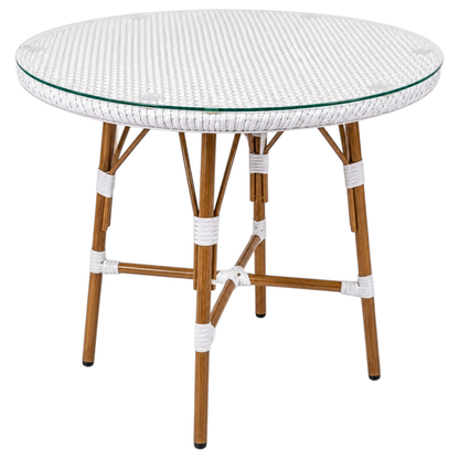 Comedor Parisino para Restaurante y Cafetería – Mesa Redonda 70 cm y 2 Sillas Beige