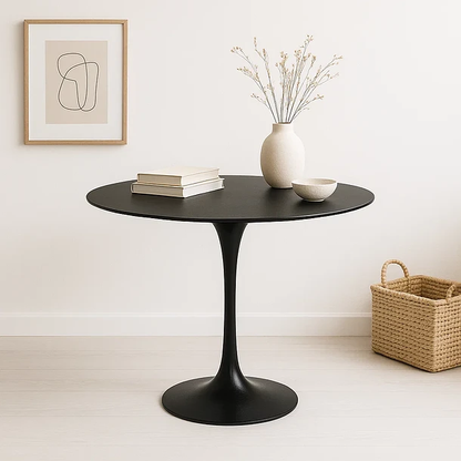 Mesa Comedor Redonda Tulip Clasica 80cm Diametro Negra