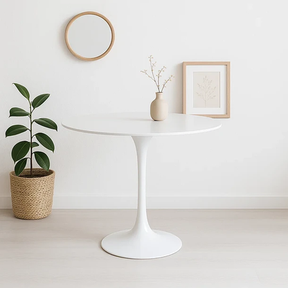 Mesa Comedor Redonda Tulip Clasica 100cm Diametro Blanca