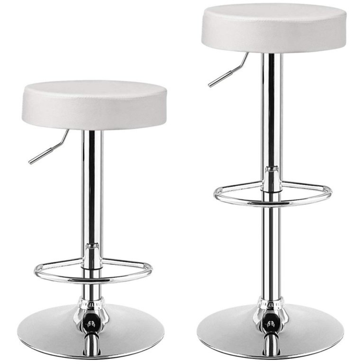 Pack 2 Taburetes Piso Bar Altura Regulable Blancos