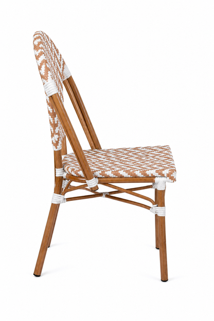 Comedor Parisino para Restaurante y Cafetería – Mesa Redonda 70 cm y 2 Sillas Beige