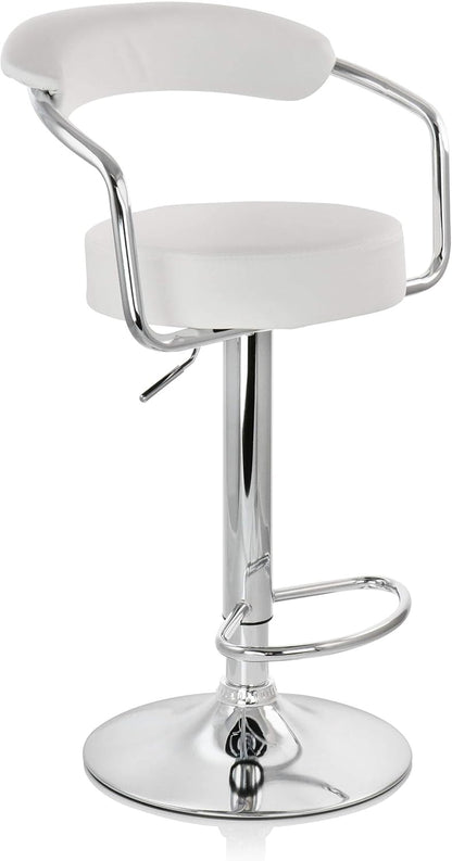 Pack 2 Taburetes Piso Bar Altura Regulable Con Respaldo Blanco