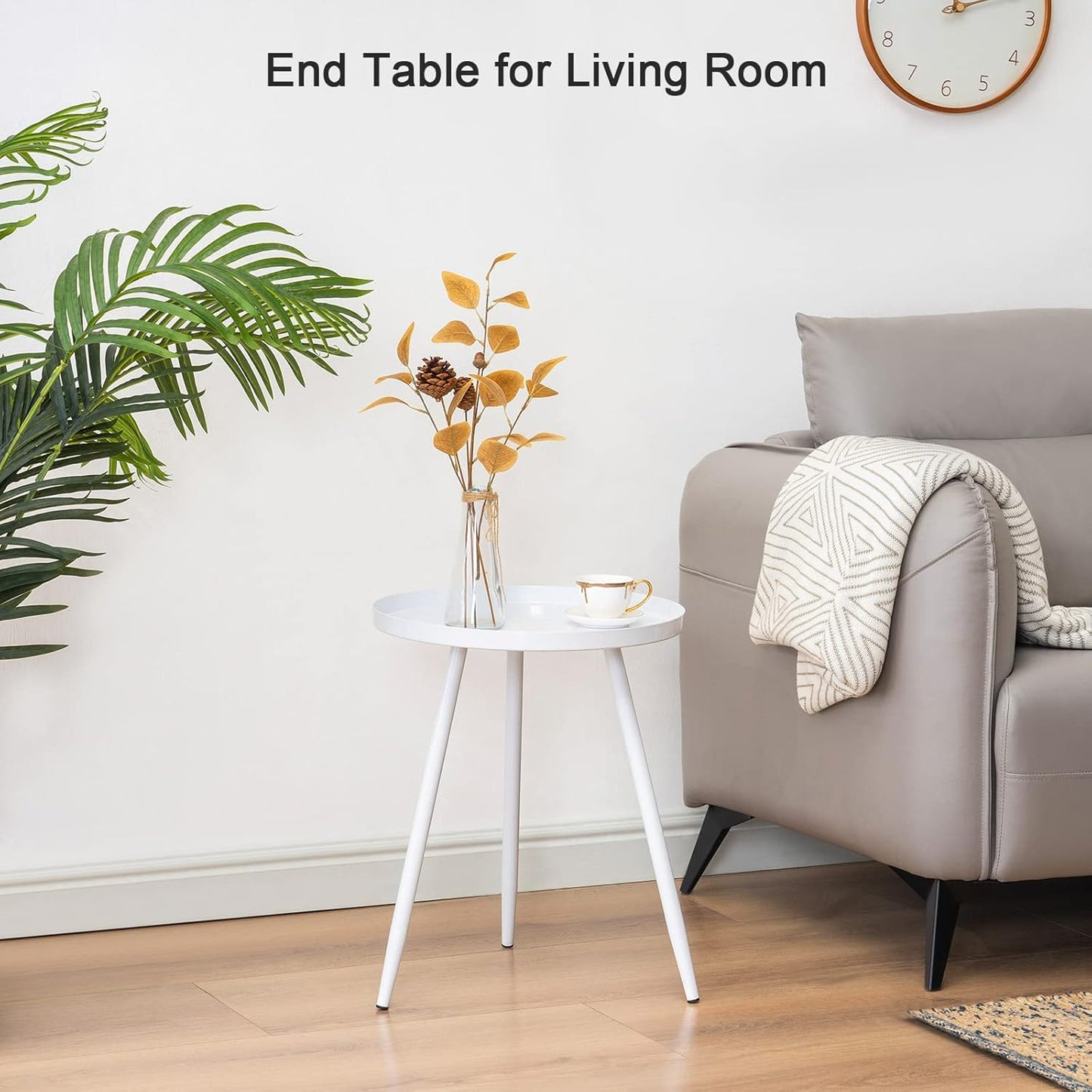 Mesa Lateral Auxiliar Centro Metalica Redonda 42x42x45cm Blanca