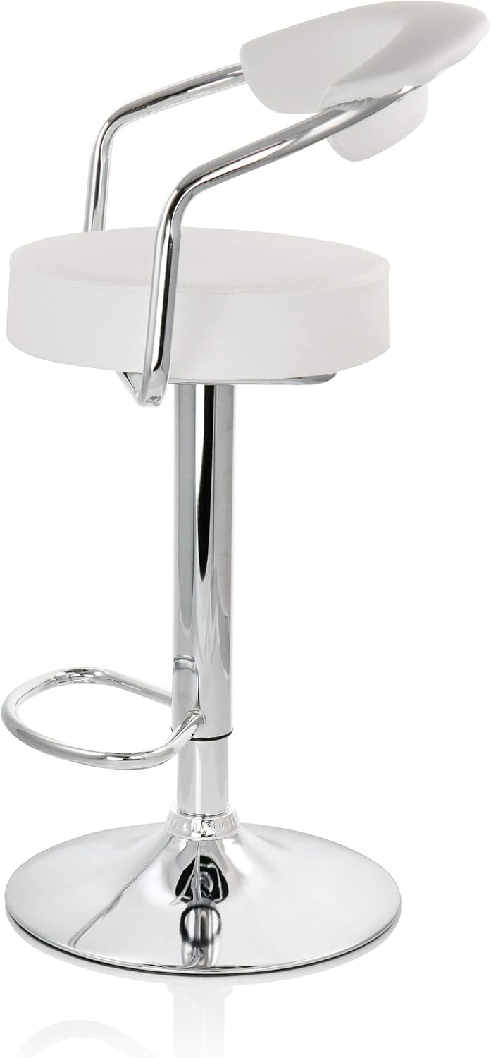 Pack 2 Taburetes Piso Bar Altura Regulable Con Respaldo Blanco