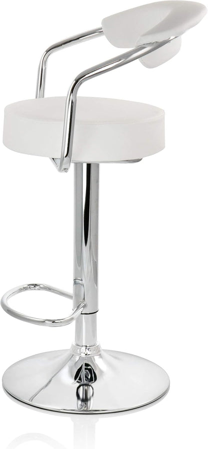 Pack 2 Taburetes Piso Bar Altura Regulable Con Respaldo Blanco