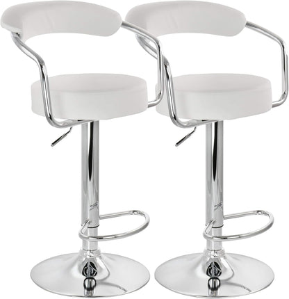 Pack 2 Taburetes Piso Bar Altura Regulable Con Respaldo Blanco