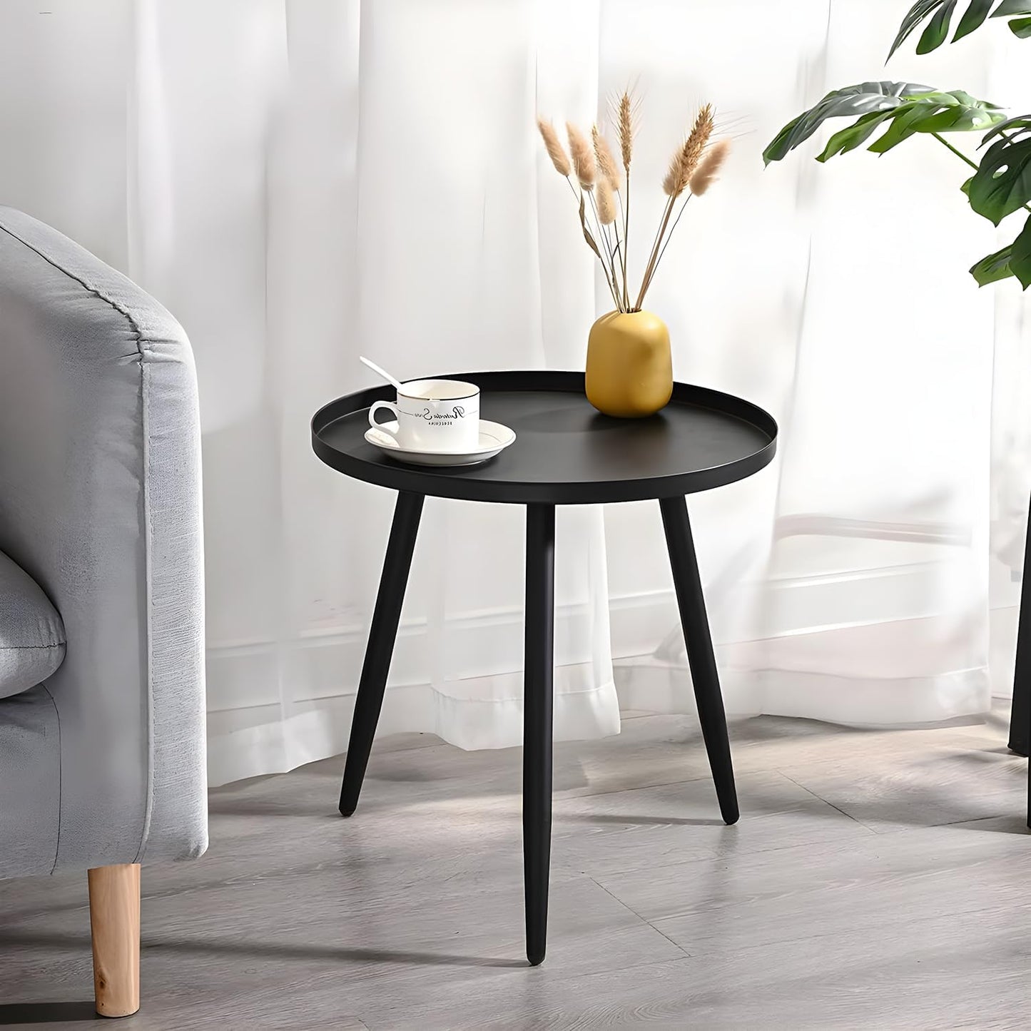 Mesa Lateral Auxiliar Centro Metalica Redonda 42x42x45cm Negro