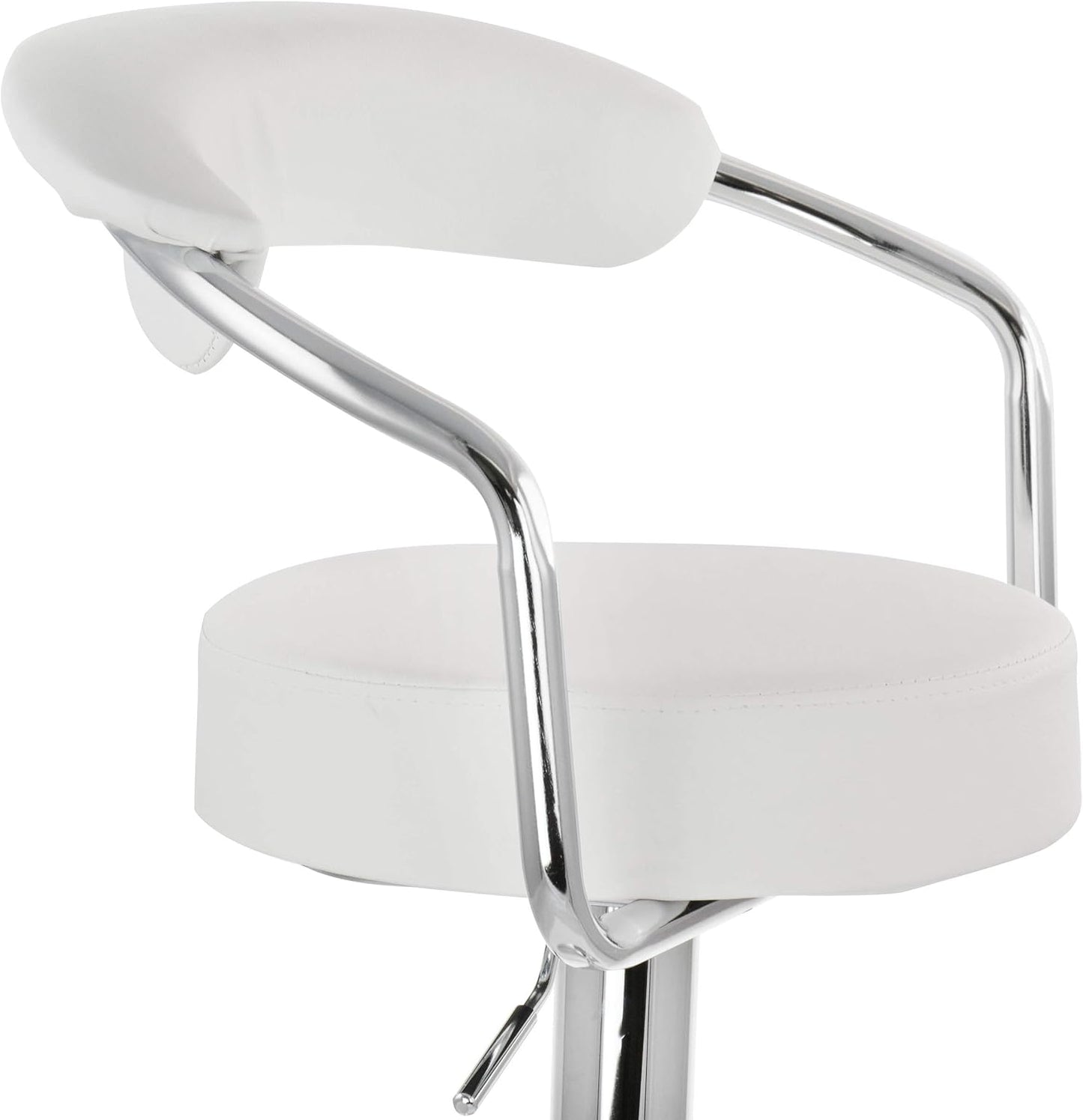 Pack 2 Taburetes Piso Bar Altura Regulable Con Respaldo Blanco