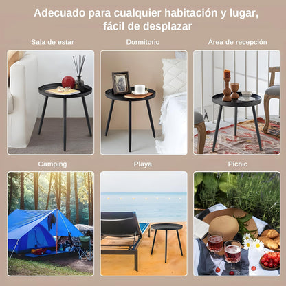 Mesa Lateral Auxiliar Centro Metalica Redonda 42x42x45cm Negro