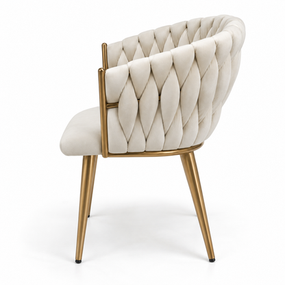 Butaca Sitial Queen Fijo de Terciopelo Beige