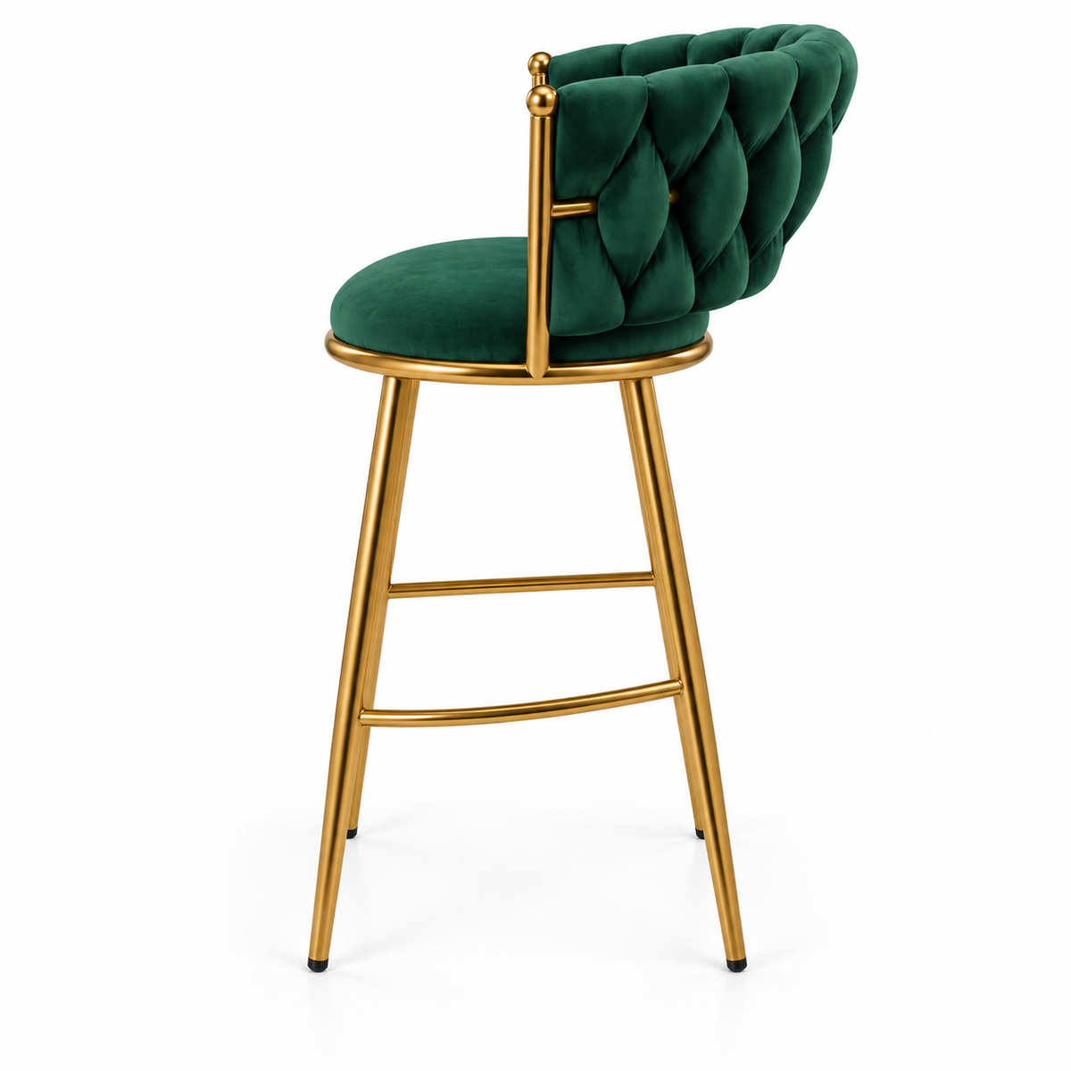 Pack 2 Taburetes Queen Fijo 66cm Verde base Dorada