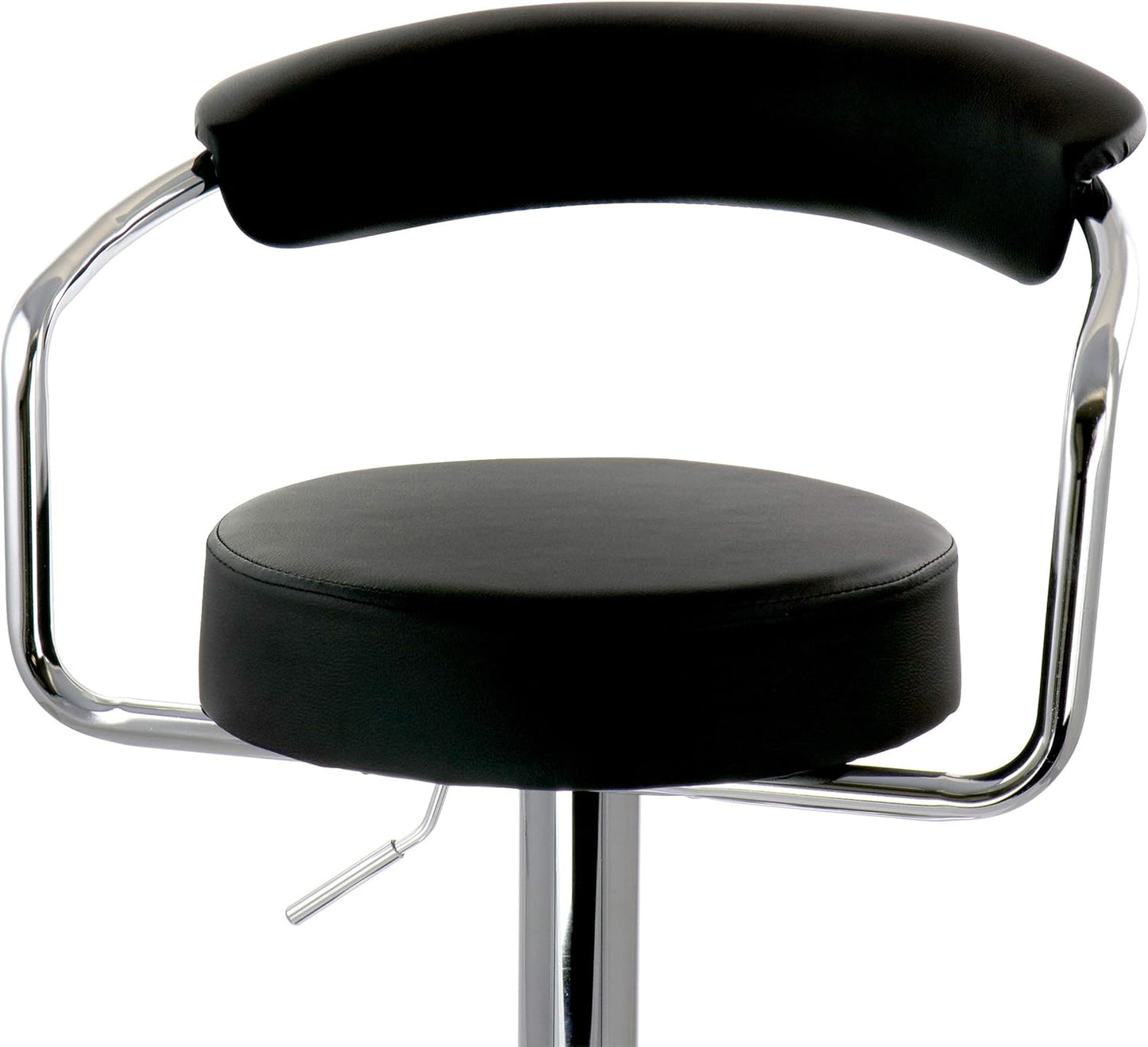 Taburete Piso Bar Altura Regulable Con Respaldo Negro