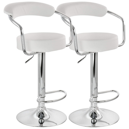 Pack 2 Taburetes Piso Bar Altura Regulable Con Respaldo Blanco