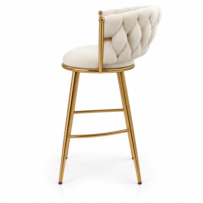 Pack 2 Taburetes Queen Fijo 66cm Beige base Dorada
